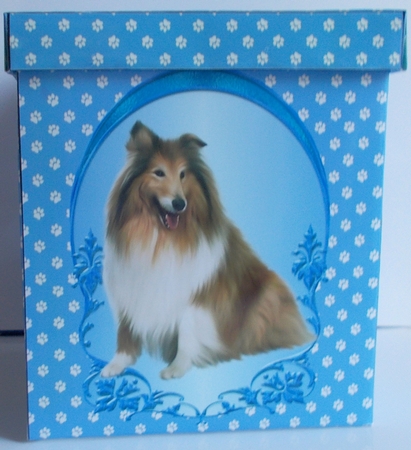 Dogs on Blue Tissue Box Cover by Sharon Wilson