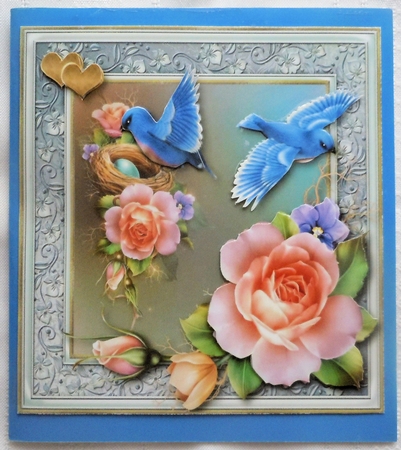 Nesting Birds & Flowers Card Topper by Sharon Wilson