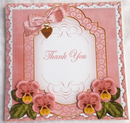 Pink Pansy Thank You Fancy 7in Decoupage Topper by Sharon Wilson