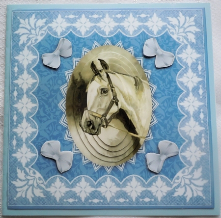 Horse Cameo 'n Lace Pyramid Square Card Front2 by Sharon Wilson