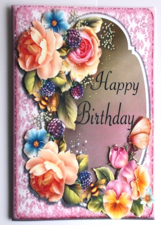 Rose Happy Birthday A5 Card Topper by Sharon Wilson