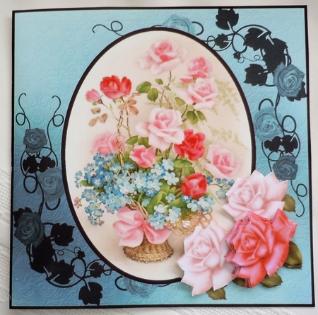 Vintage Roses Floral Basket by Sharon Wilson