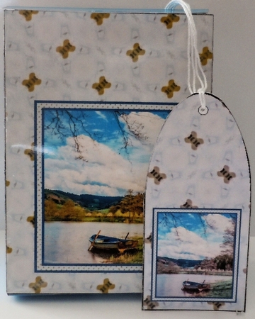 JJ TRANQUIL SCENE PINCH BAG AND TAG by Sharon Wilson