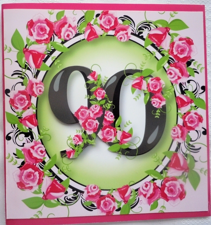 90 With Pretty Pink Roses 8x8 by Sharon Wilson