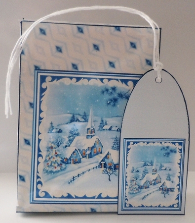 JJ CHRISTMAS BLUE 4 PINCH BAG AND TAG by Sharon Wilson