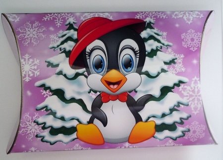 Christmas Penguin Pink Pillow Box 4 by Sharon Wilson