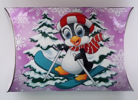 Christmas Penguin Pink Pillow Box 6 by Sharon Wilson