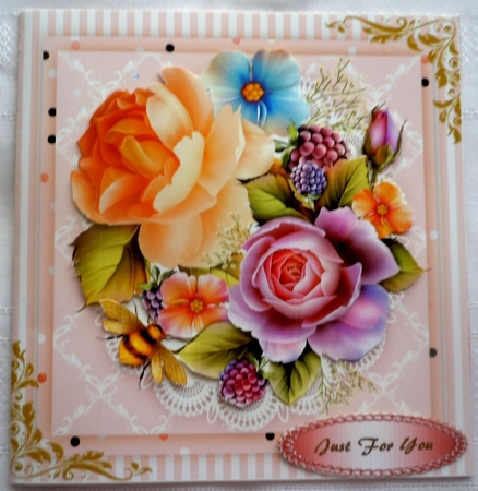 Beautiful English Roses on Lace  by Sharon Wilson