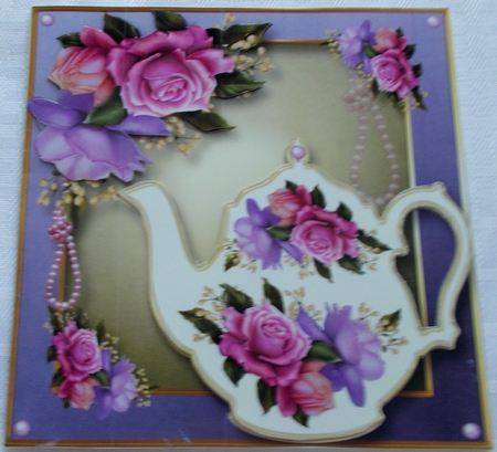 Floral Teapot & Beautiful Belle Roses 8x8 by Sharon Wilson