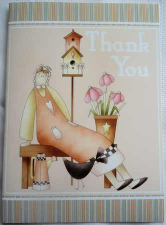 Primitive Girl D2 - Thank You 5x7 Cut & Fold Card (CU Allowed) by Sharon Wilson