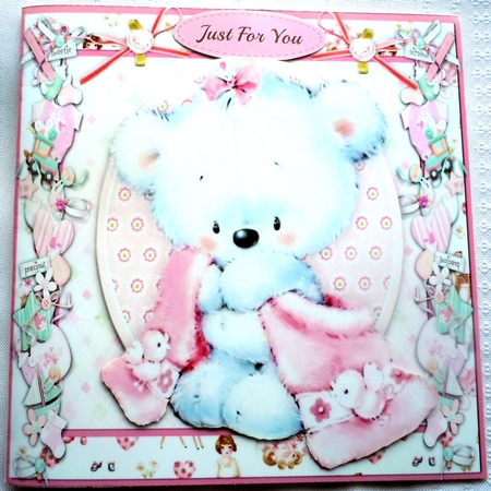 Cute Teddy With her Pink Blanket by Sharon Wilson