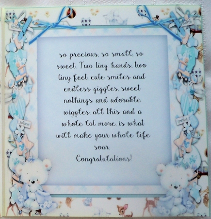 Blank Incert Cute Teddy Blue by Sharon Wilson