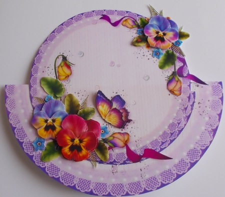Pretty Pansies Doily Rocker Card Mini Kit by Sharon Wilson