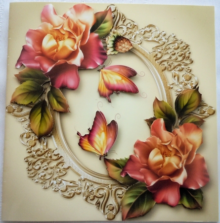 Blush Roses & Butterflies 8x8 by Sharon Wilson