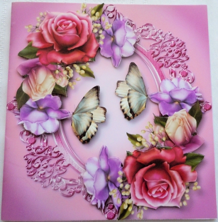 Beautiful Belle Roses & Butterflies 8x8 by Sharon Wilson