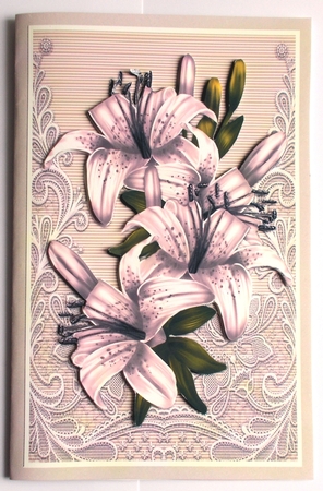 Sympathy Lilies , Lace  & Bird by Sharon Wilson