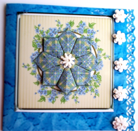 JJ BLUE FLOWERS 5X5 TEA BAG CARD by Sharon Wilson