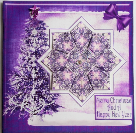  JJ CHRISTMAS TREE PURPLE 5X5 TEA BAG CARD by Sharon Wilson