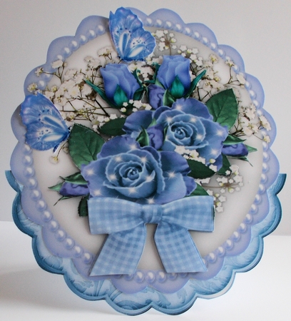 Beautiful Blue  Roses and Babys Breath by Sharon Wilson