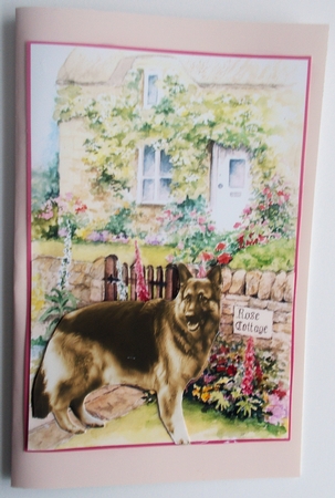 Alsation Outside Fence Of Rose Cottage by Sharon Wilson