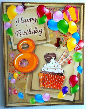 Birthday Bright Card Topper - 8th Birthday by Sharon Wilson