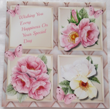 4 Square , Brier roses and butterflys by Sharon Wilson