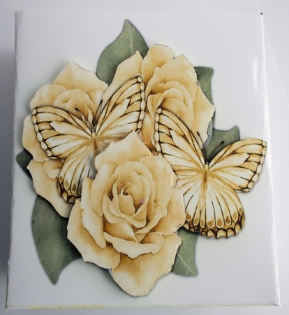 3D Yellow Roses  & Butterflies by Sharon Wilson