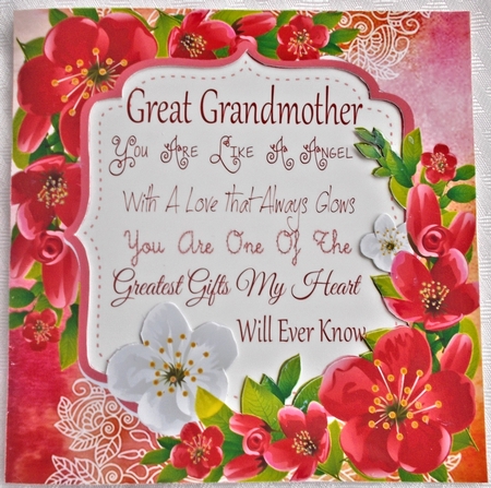 Beautiful Red & White Flowers Great Grandmother  8x8 by Sharon Wilson
