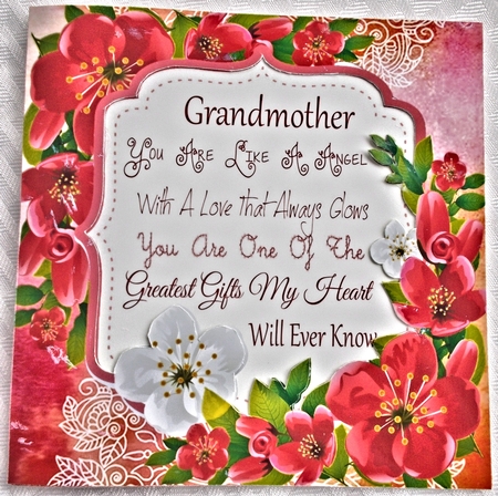 Beautiful Red & White Flowers Grandmother 8x8 by Sharon Wilson