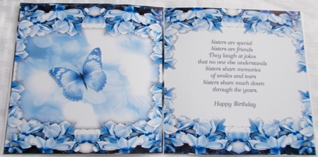 A5 background with decoupage - Blue Floral by Sharon Wilson
