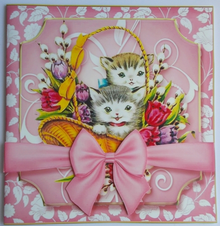 Vintage Kitten Baskets Kit-2-Pink by Sharon Wilson