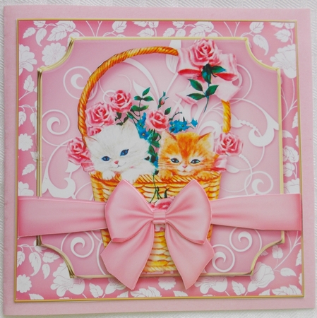 Vintage Kitten Baskets Kit-3-Pink by Sharon Wilson
