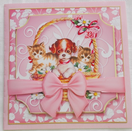 Vintage Kitten Baskets Kit-4-Pink by Sharon Wilson