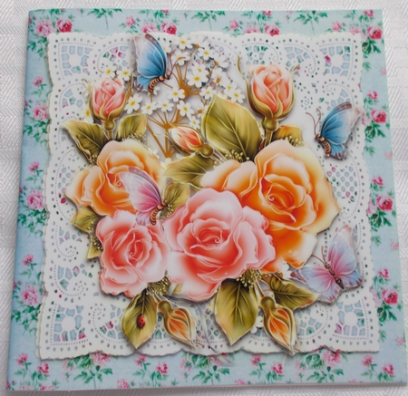 Lovely 7 X 7 Floral Lace Topper Plus Gift Tag by Sharon Wilson