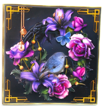 Bird in a Wreath Card Topper by Sharon Wilson