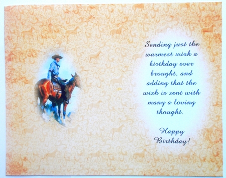 Western cowboy horse rider fathers day mens birthday cards for men quick card insert by Sharon Wilson