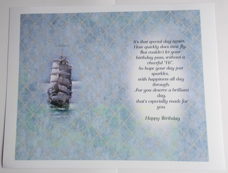 Nautical sailing ship ocean fathers day mens birthday cards for men quick card insert by Sharon Wilson