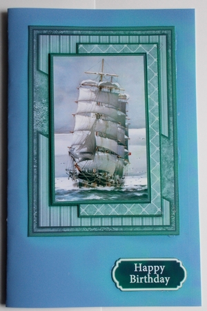 Nautical sailing ship ocean fathers day mens birthday cards for men quick card insert by Sharon Wilson