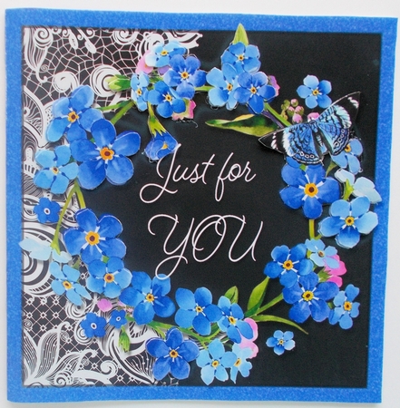 Blue on Black & Lace Card Topper by Sharon Wilson