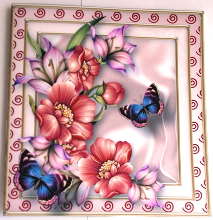 Flowers and Butterflies Decoupage Card Front - Insert by Sharon Wilson