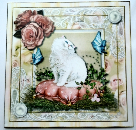Cat on a Pillow Card Topper  by Sharon Wilson