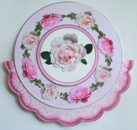 Pink Roses in Bloom Decoupage Plate & Stand by Sharon Wilson
