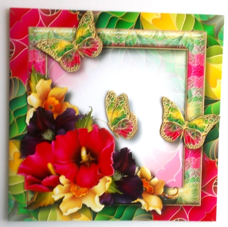 Art Nouveau Bright & Butterflies - Summer Bouquet 8x8 by Sharon Wilson