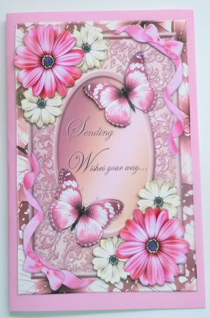 Pink Butterflies & flowers Mini Kit A5 Card by Sharon Wilson
