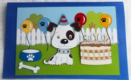 Patch the dog Birthday Party decoupage by Sharon Wilson