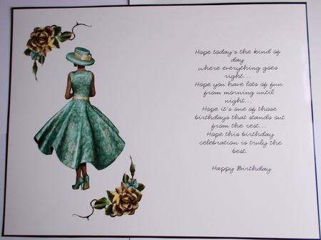 Insert For Lady in Floral Dress Champagne Roses & Butterfly by Sharon Wilson