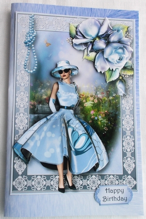 Insert For Lady in Blue with Flowers & Butterfly  by Sharon Wilson