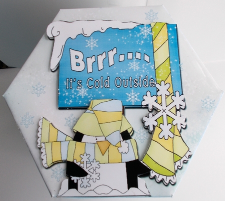 CHRISTMAS SNOWMEN - HEXGONAL FAVOR GIFT BOX DECOUPAGE by Sharon Wilson