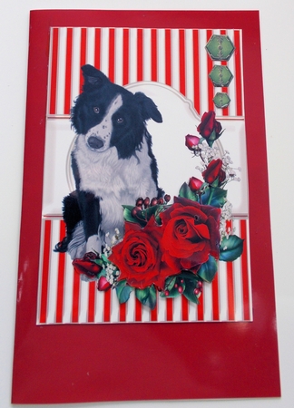 Collie dog and red roses by Sharon Wilson