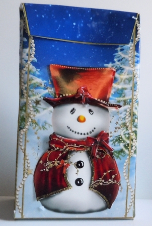 Sparkling Christmas Snowman Pinch Bag by Sharon Wilson